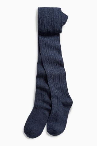 Navy Cable Knit Tights (3-16yrs)